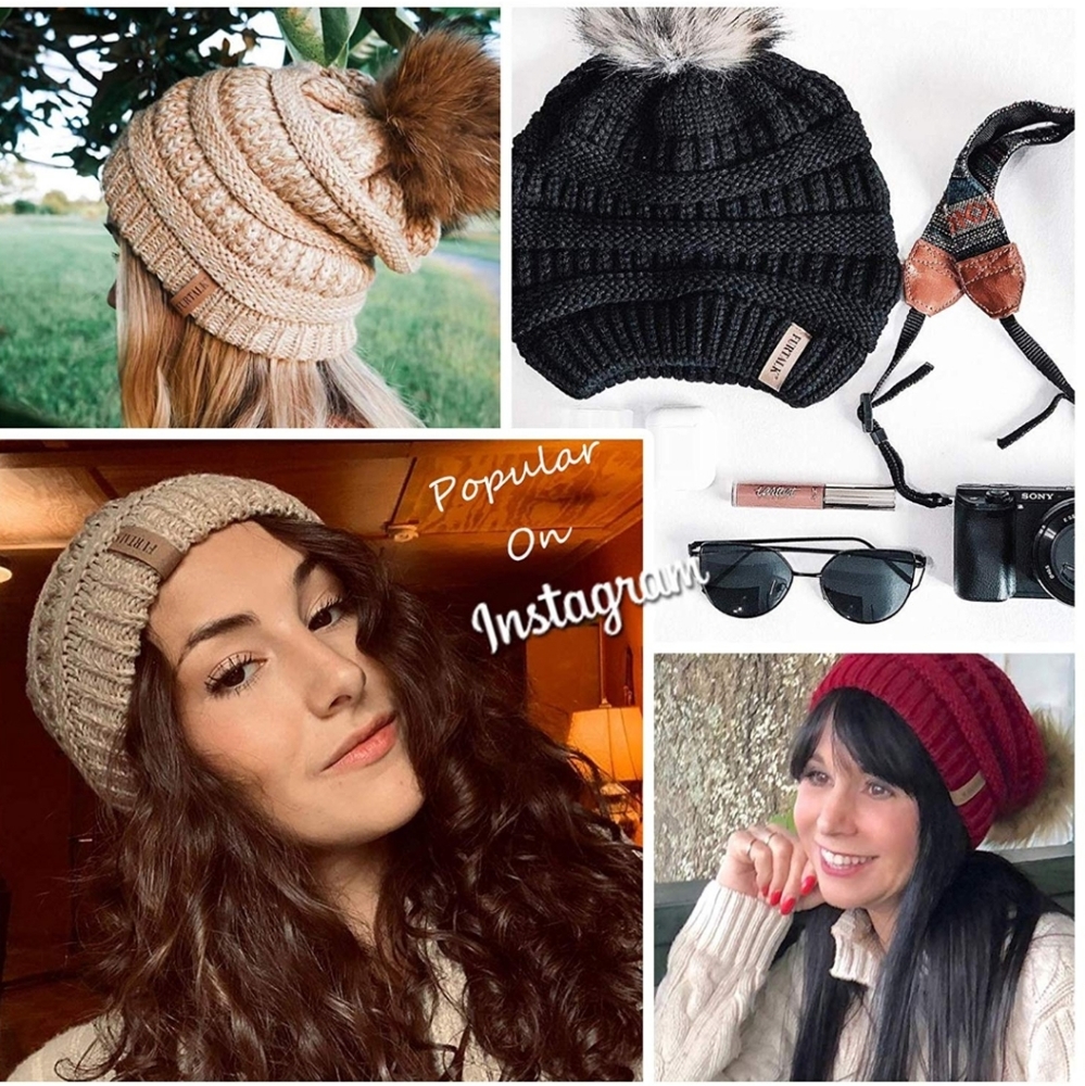 Slouchy fur pom hat - Picture 4 of 8